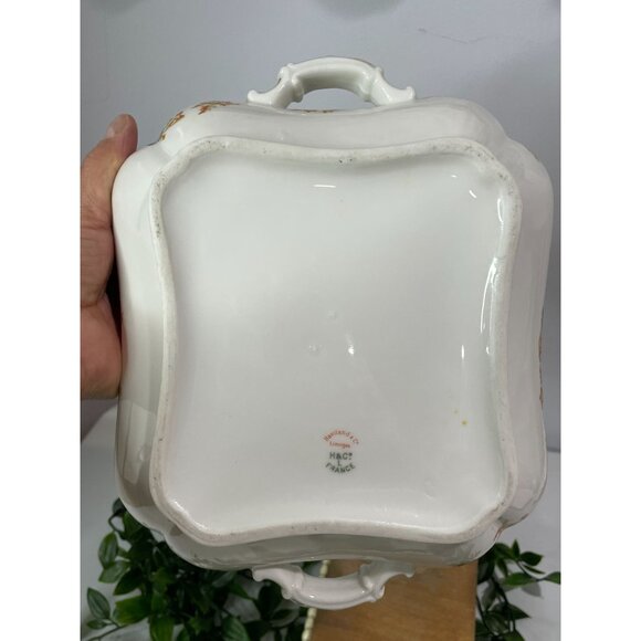 Antique H&C Limoges France Porcelain Covered Vegetable Tureen Dish Floral Design - Picture 7 of 16